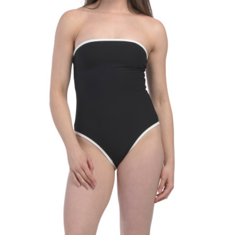 Chic Black Strapless One-Piece Swimsuit